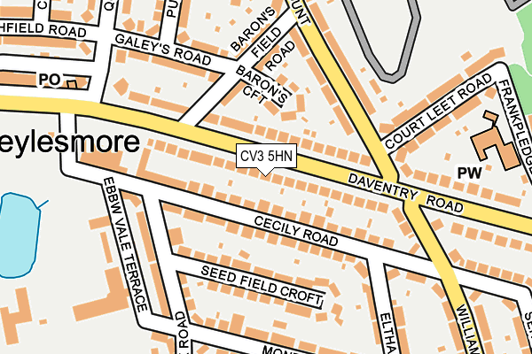 CV3 5HN map - OS OpenMap – Local (Ordnance Survey) CV3 5HN map - OS OpenMap – Local (Ordnance Survey)