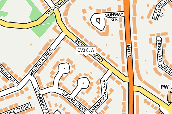 CV3 6JW map - OS OpenMap – Local (Ordnance Survey) CV3 6JW map - OS OpenMap – Local (Ordnance Survey)