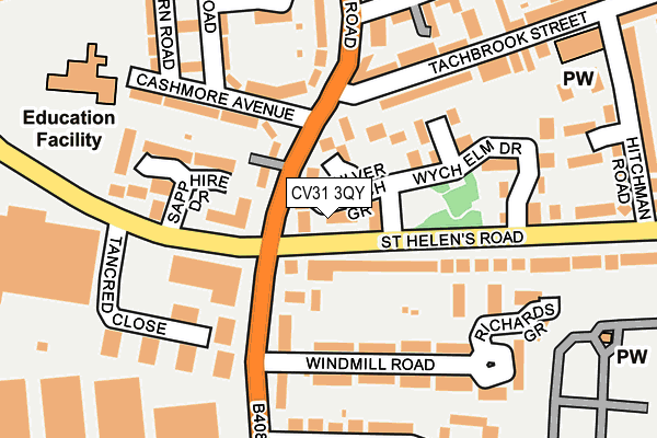 CV31 3QY map - OS OpenMap – Local (Ordnance Survey) CV31 3QY map - OS OpenMap – Local (Ordnance Survey)