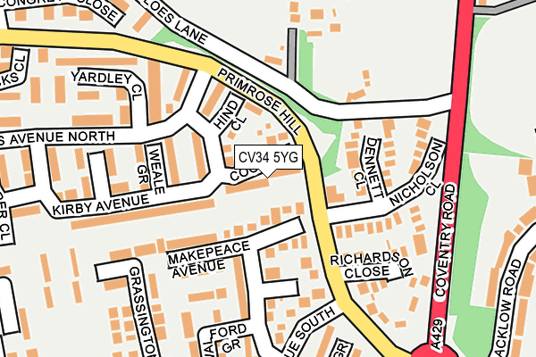 CV34 5YG map - OS OpenMap – Local (Ordnance Survey) CV34 5YG map - OS OpenMap – Local (Ordnance Survey)