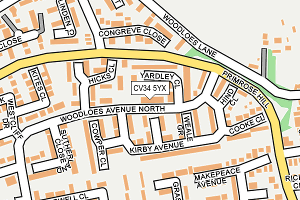 CV34 5YX map - OS OpenMap – Local (Ordnance Survey) CV34 5YX map - OS OpenMap – Local (Ordnance Survey)