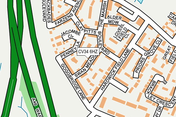 CV34 6HZ map - OS OpenMap – Local (Ordnance Survey) CV34 6HZ map - OS OpenMap – Local (Ordnance Survey)