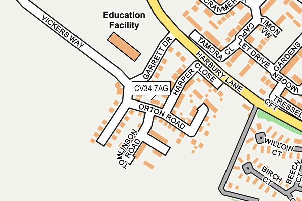CV34 7AG map - OS OpenMap – Local (Ordnance Survey) CV34 7AG map - OS OpenMap – Local (Ordnance Survey)
