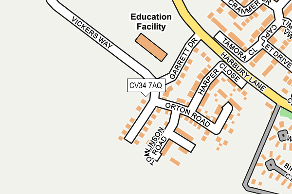 CV34 7AQ map - OS OpenMap – Local (Ordnance Survey) CV34 7AQ map - OS OpenMap – Local (Ordnance Survey)