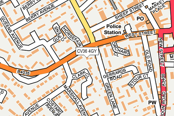 CV36 4GY map - OS OpenMap – Local (Ordnance Survey) CV36 4GY map - OS OpenMap – Local (Ordnance Survey)