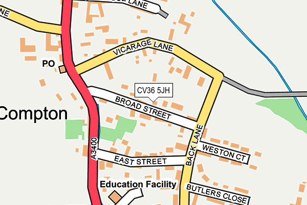 CV36 5JH map - OS OpenMap – Local (Ordnance Survey) CV36 5JH map - OS OpenMap – Local (Ordnance Survey)