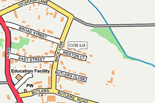 CV36 5JX map - OS OpenMap – Local (Ordnance Survey) CV36 5JX map - OS OpenMap – Local (Ordnance Survey)