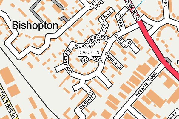 CV37 0TN map - OS OpenMap – Local (Ordnance Survey) CV37 0TN map - OS OpenMap – Local (Ordnance Survey)