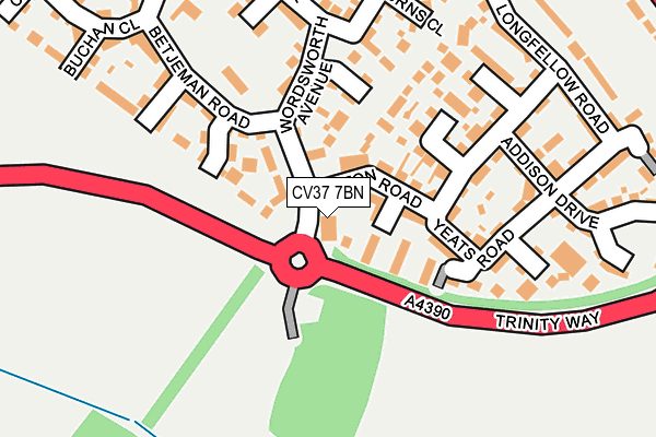 CV37 7BN map - OS OpenMap – Local (Ordnance Survey) CV37 7BN map - OS OpenMap – Local (Ordnance Survey)