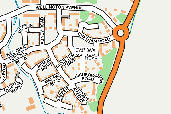 CV37 8WX map - OS OpenMap – Local (Ordnance Survey) CV37 8WX map - OS OpenMap – Local (Ordnance Survey)