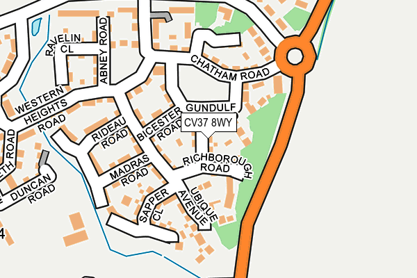 CV37 8WY map - OS OpenMap – Local (Ordnance Survey) CV37 8WY map - OS OpenMap – Local (Ordnance Survey)