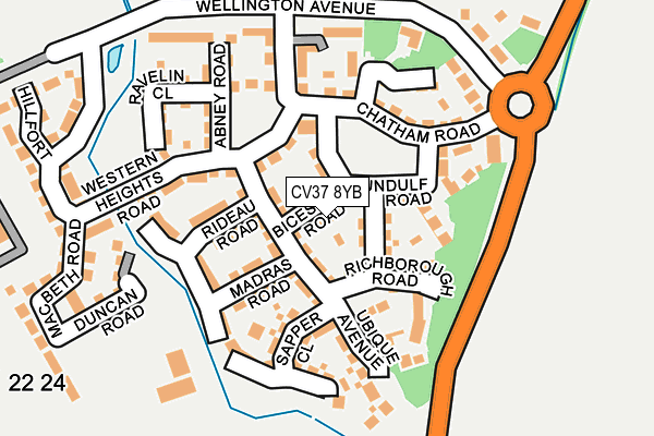 CV37 8YB map - OS OpenMap – Local (Ordnance Survey) CV37 8YB map - OS OpenMap – Local (Ordnance Survey)