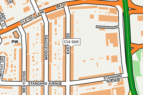 CV4 9AW map - OS OpenMap – Local (Ordnance Survey) CV4 9AW map - OS OpenMap – Local (Ordnance Survey)