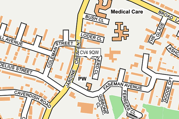 CV4 9QW map - OS OpenMap – Local (Ordnance Survey) CV4 9QW map - OS OpenMap – Local (Ordnance Survey)