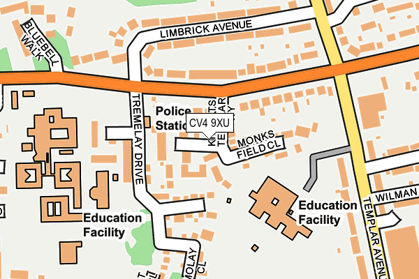 CV4 9XU map - OS OpenMap – Local (Ordnance Survey) CV4 9XU map - OS OpenMap – Local (Ordnance Survey)