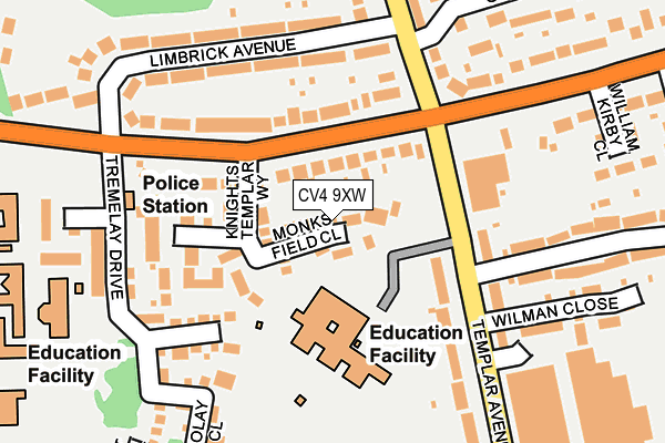 CV4 9XW map - OS OpenMap – Local (Ordnance Survey) CV4 9XW map - OS OpenMap – Local (Ordnance Survey)