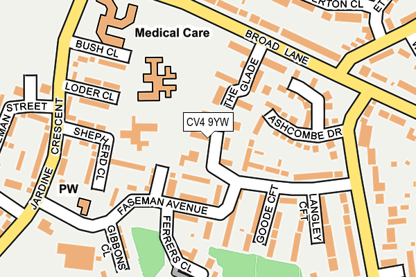 CV4 9YW map - OS OpenMap – Local (Ordnance Survey) CV4 9YW map - OS OpenMap – Local (Ordnance Survey)