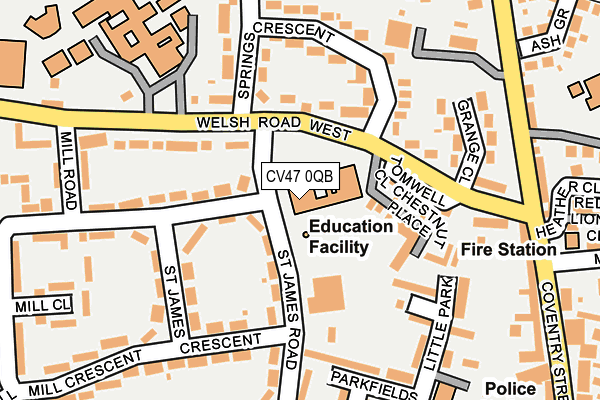 CV47 0QB map - OS OpenMap – Local (Ordnance Survey) CV47 0QB map - OS OpenMap – Local (Ordnance Survey)