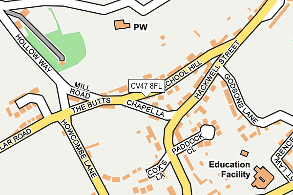 CV47 8FL map - OS OpenMap – Local (Ordnance Survey) CV47 8FL map - OS OpenMap – Local (Ordnance Survey)