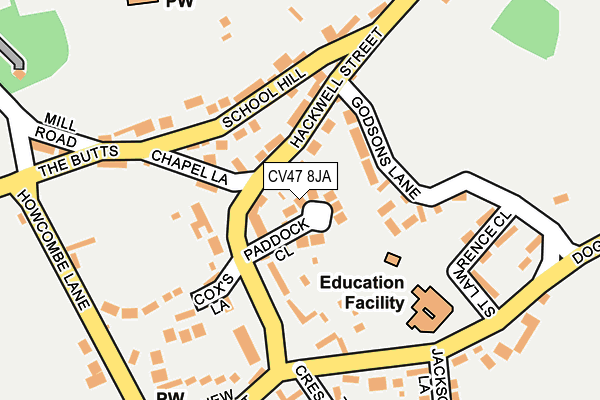 CV47 8JA map - OS OpenMap – Local (Ordnance Survey) CV47 8JA map - OS OpenMap – Local (Ordnance Survey)