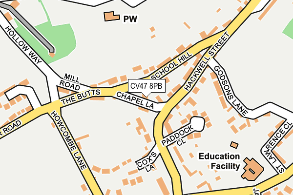 CV47 8PB map - OS OpenMap – Local (Ordnance Survey) CV47 8PB map - OS OpenMap – Local (Ordnance Survey)
