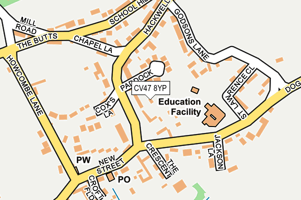 CV47 8YP map - OS OpenMap – Local (Ordnance Survey) CV47 8YP map - OS OpenMap – Local (Ordnance Survey)