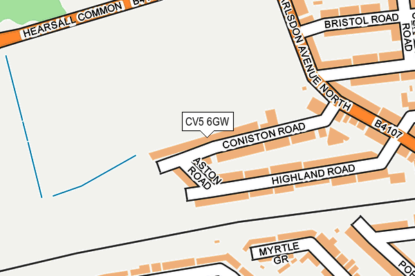 CV5 6GW map - OS OpenMap – Local (Ordnance Survey) CV5 6GW map - OS OpenMap – Local (Ordnance Survey)