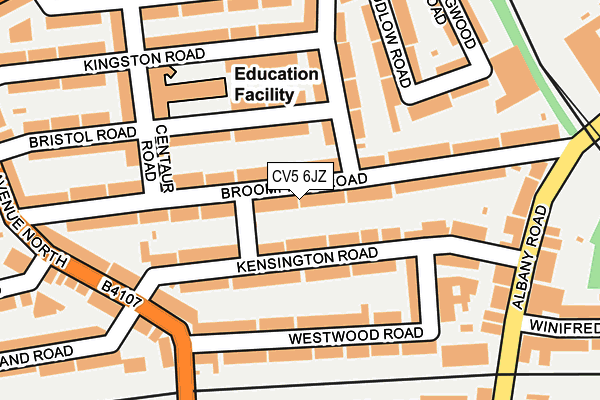 CV5 6JZ map - OS OpenMap – Local (Ordnance Survey) CV5 6JZ map - OS OpenMap – Local (Ordnance Survey)
