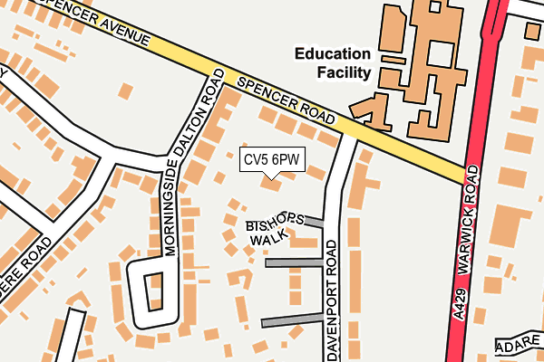 CV5 6PW map - OS OpenMap – Local (Ordnance Survey) CV5 6PW map - OS OpenMap – Local (Ordnance Survey)