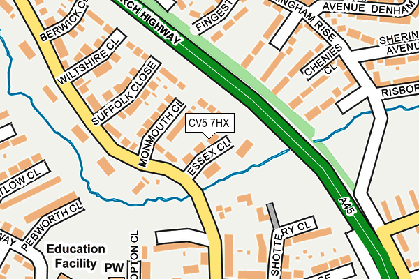 CV5 7HX map - OS OpenMap – Local (Ordnance Survey) CV5 7HX map - OS OpenMap – Local (Ordnance Survey)