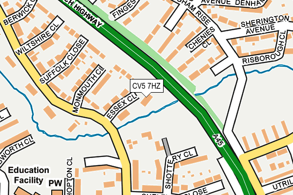 CV5 7HZ map - OS OpenMap – Local (Ordnance Survey) CV5 7HZ map - OS OpenMap – Local (Ordnance Survey)