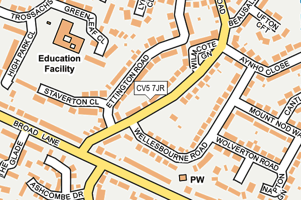 CV5 7JR map - OS OpenMap – Local (Ordnance Survey)