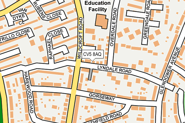 CV5 8AQ map - OS OpenMap – Local (Ordnance Survey) CV5 8AQ map - OS OpenMap – Local (Ordnance Survey)