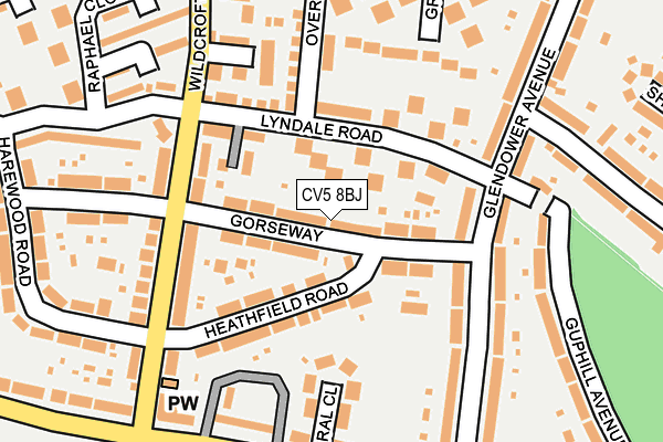 CV5 8BJ map - OS OpenMap – Local (Ordnance Survey) CV5 8BJ map - OS OpenMap – Local (Ordnance Survey)