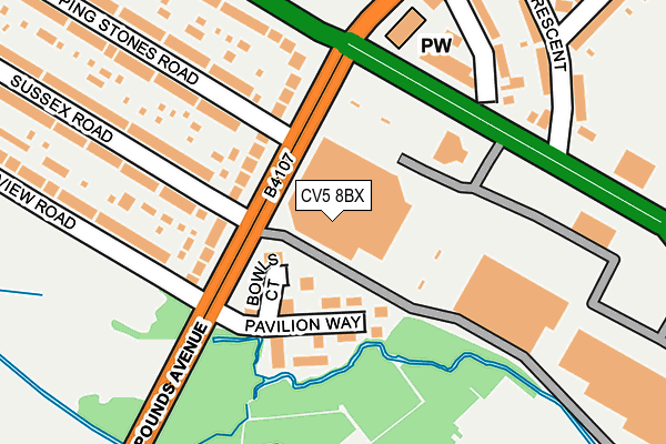CV5 8BX map - OS OpenMap – Local (Ordnance Survey) CV5 8BX map - OS OpenMap – Local (Ordnance Survey)
