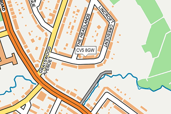 CV5 8GW map - OS OpenMap – Local (Ordnance Survey) CV5 8GW map - OS OpenMap – Local (Ordnance Survey)