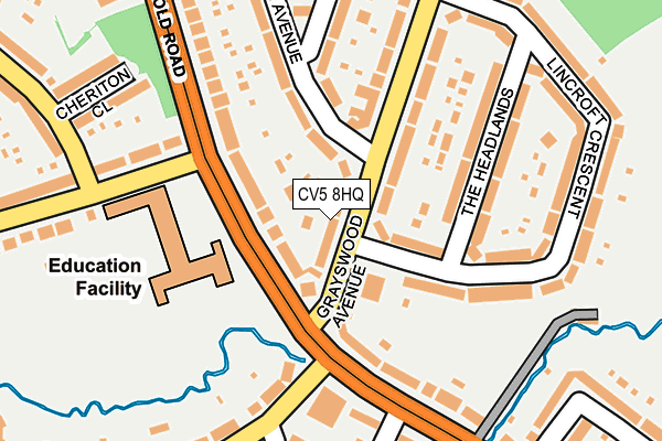 CV5 8HQ map - OS OpenMap – Local (Ordnance Survey) CV5 8HQ map - OS OpenMap – Local (Ordnance Survey)