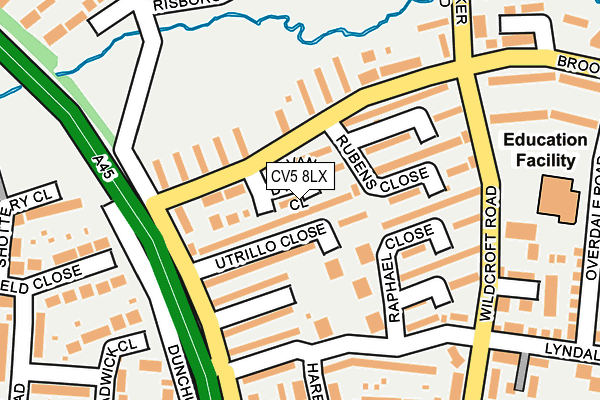 CV5 8LX map - OS OpenMap – Local (Ordnance Survey) CV5 8LX map - OS OpenMap – Local (Ordnance Survey)