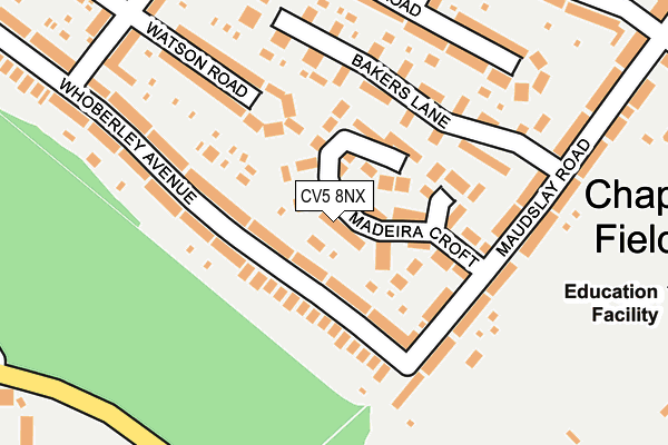 CV5 8NX map - OS OpenMap – Local (Ordnance Survey) CV5 8NX map - OS OpenMap – Local (Ordnance Survey)