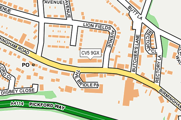 CV5 9GX map - OS OpenMap – Local (Ordnance Survey) CV5 9GX map - OS OpenMap – Local (Ordnance Survey)