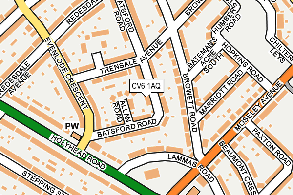 CV6 1AQ map - OS OpenMap – Local (Ordnance Survey) CV6 1AQ map - OS OpenMap – Local (Ordnance Survey)