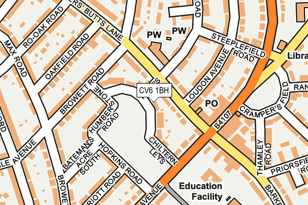 CV6 1BH map - OS OpenMap – Local (Ordnance Survey) CV6 1BH map - OS OpenMap – Local (Ordnance Survey)