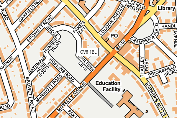 CV6 1BL map - OS OpenMap – Local (Ordnance Survey) CV6 1BL map - OS OpenMap – Local (Ordnance Survey)