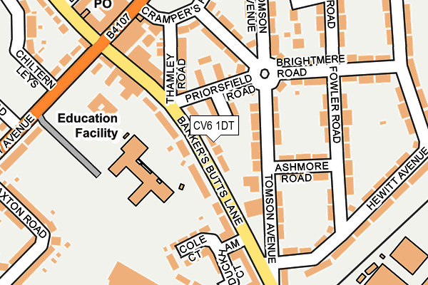 CV6 1DT map - OS OpenMap – Local (Ordnance Survey) CV6 1DT map - OS OpenMap – Local (Ordnance Survey)