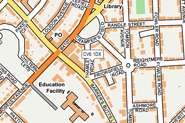 CV6 1DX map - OS OpenMap – Local (Ordnance Survey) CV6 1DX map - OS OpenMap – Local (Ordnance Survey)