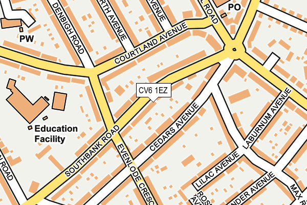 CV6 1EZ map - OS OpenMap – Local (Ordnance Survey) CV6 1EZ map - OS OpenMap – Local (Ordnance Survey)