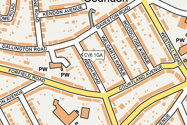 CV6 1GA map - OS OpenMap – Local (Ordnance Survey) CV6 1GA map - OS OpenMap – Local (Ordnance Survey)
