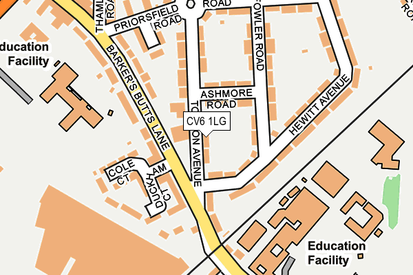 CV6 1LG map - OS OpenMap – Local (Ordnance Survey) CV6 1LG map - OS OpenMap – Local (Ordnance Survey)