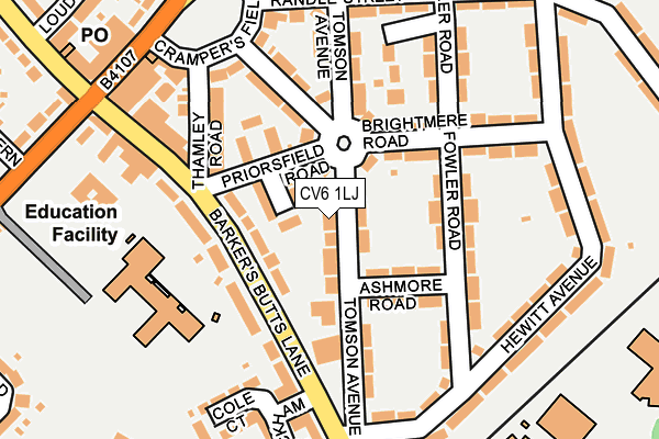 CV6 1LJ map - OS OpenMap – Local (Ordnance Survey) CV6 1LJ map - OS OpenMap – Local (Ordnance Survey)
