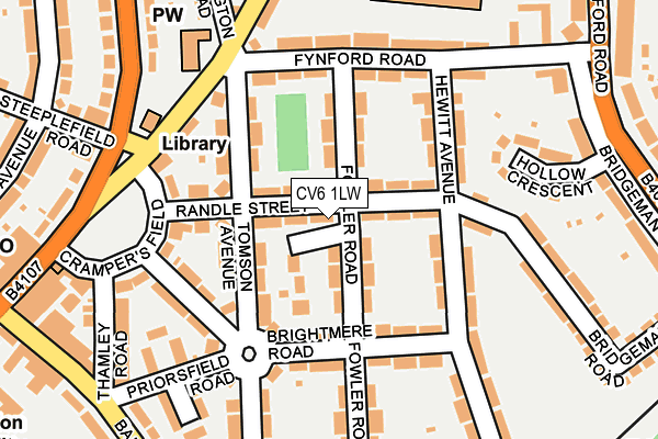 CV6 1LW map - OS OpenMap – Local (Ordnance Survey) CV6 1LW map - OS OpenMap – Local (Ordnance Survey)